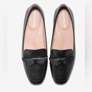 Cole Haan Payson Black Leather Bow Detail Loafers